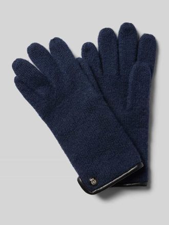 Roeckl Walkhandschuhe aus Schurwolle mit Wappen Emblem in Dunkelblau, Gr&ouml;&szlig;e 8