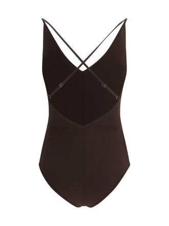 Brunello Cucinelli Womens Shimmering Striped One-Piece Swimsuit Cacao Nylon; Elastane Swimwear Sea Clothing