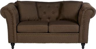 Premier Housewares Interiors By Premier Versatile 2 Seat Natural Chesterfield Sofa, Durable Small Two Seater Sofa, Ecofrienfdly Legs Sofa For Bedroom