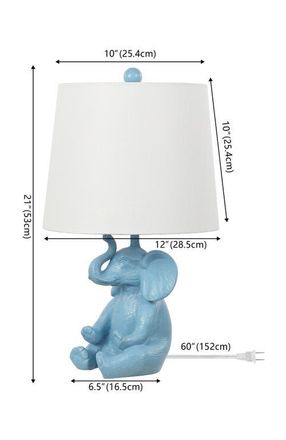Jonathan Y Designs Kairi Modern Shabby Chic Resin/Iron Happy Elephant LED Kids Table Lamp with Phone Stand in Blue at Nordstrom