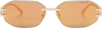 Versace Damier-plaque sunglasses - women - Metal - 58 - Gold