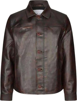 Sams&oslash;e & Sams&oslash;e Chaqueta de Cuero - Jackets - Hombre - Marr&oacute;n - XL