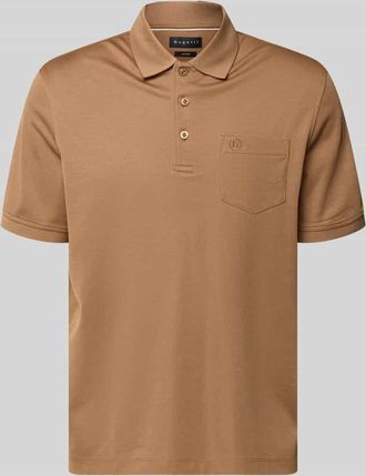 Bugatti Regular Fit Poloshirt mit Brusttasche und Label-Stitching in Hazel, Gr&ouml;&szlig;e XXXL