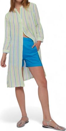 Vilagallo Rebecca Dress In Green Neon Stripes