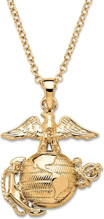 Palm Beach Jewelry Marine Corps Pendant Necklace Gold-Plated 20