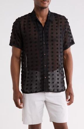 Raga Man Kabir Swiss Dot Button-Up Shirt in Black at Nordstrom Rack, Size Xx-Large