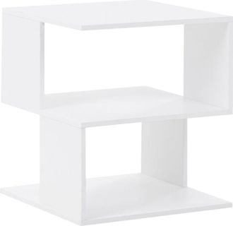 Beliani Mesita De Noche Moderna Con Estantes Abiertos De Tablero De Part&iacute;culas Dormitorio Blanco Beauval