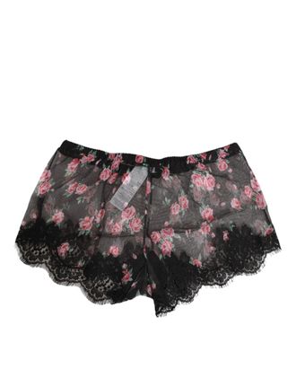 Dolce & Gabbana Womens Black Pink Floral Lace Mesh Lingeri Underwear Cotton Clothing