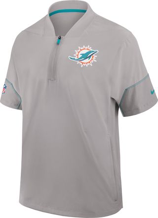 Nike Miami Dolphins Sideline Coach Nike Mens NFL 1/2-Zip Short-Sleeve Hooded Jacket in Grey | 03BO0B9A9P-2J5