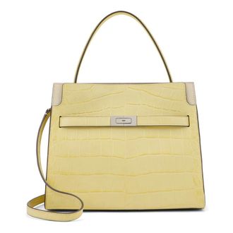 Tory Burch Tory Burch, Handbags, female, Yellow, Size: ONE SIZE Small Lee Radziwill Embossed Double Bag