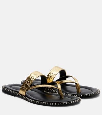 Dries Van Noten Croc-effect leather thong sandals