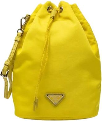 Prada Pre-owned Nylon Drawstring Pouch - Pre-owned - Mujer - Amarillo - ONE SIZE