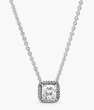 Pandora Silver Necklace With Clear Cubic Zirconia