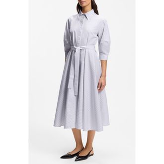 BOSS Debeca Cotton Poplin Midi Shirtdress in Artic Ice at Nordstrom, Size 12