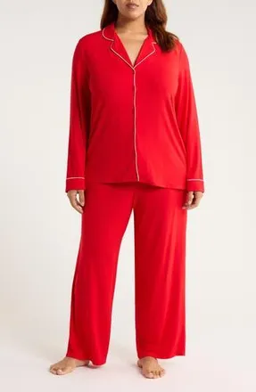 Nordstrom Moonlight Eco Knit Pajamas in Red Barbados Cherry at Nordstrom Rack, Size 1X