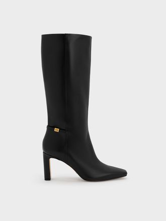 Charles & Keith Georgina Leather Knee-High Boots