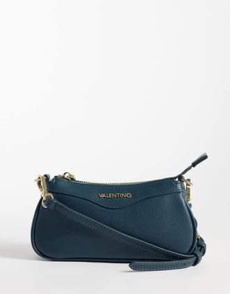Valentino borsa a spalla mini Elly con tracolla in verde petrolio scuro-Blu