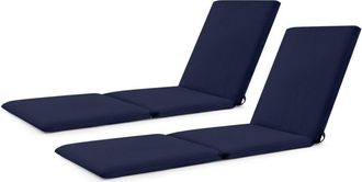 Costway 2 PCS Chaise Lounge Cushion Tri-Fold Lounger Pad 182 x 59 cm-Blue