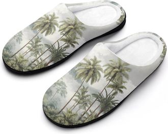 Generic Jungle1 with Palms Tree Funny Mens Cotton Slippers Shoes Novelty Soft Non-Slip Sole Home Shoe