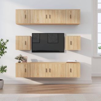 Berkfield Home 8 Piece TV Cabinet Set Sonoma Oak Engineered Wood in Brown
