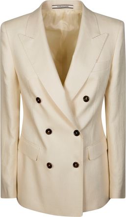 Tagliatore Structured Double Breasted Linen Blazer