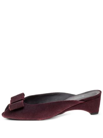 Stuart Weitzman 50mm bow-detail mules - women - Suede/Suede/Leather - 38 - Red