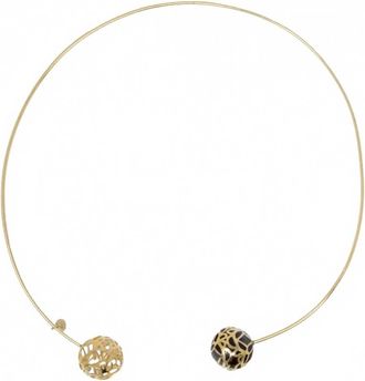 Georgina Jewelry Womens Sphere Onyx Resin Choker Necklace In Gold