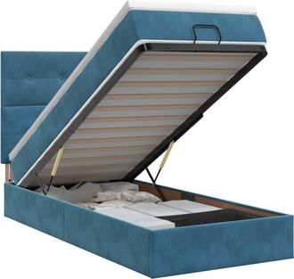 vidaXL Letto Ottomano Con Materasso Blu Scuro 80 X 200 Cm Velluto Vidaxl