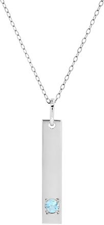 MAX + STONE 14k Yellow or White Gold Bar Pendant Necklace with 3mm Small Round Gemstone