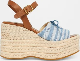 Chlo&eacute; 100mm Isla Striped Espadrille Platform Sandals