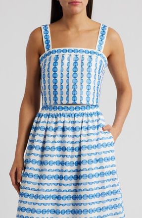 French Connection Structured Taffeta Tank in 43-True Blue at Nordstrom, Size 12