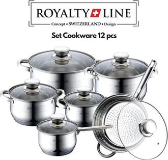 Royalty Line Juego De Utensilios De Cocina De Acero Inoxidable Royalty Line Rl-1231 De 12 Piezas