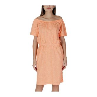 b.young Off-shoulder minijurk met korte mouwen - Dames - Jurken - Veelkleurig - Maat: S Katoen