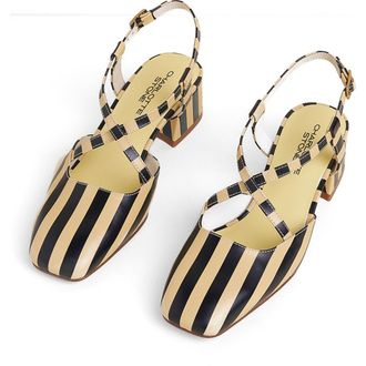 Charlotte Stone Vera Crisscross Slingback Low Block Heel Pump in Black Stripe at Nordstrom, Size 6
