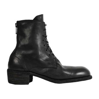 Guidi Lace-up Boots, female, Black, Size: 10 US Lined Laced Up And Back Zip Boots Sole Leather