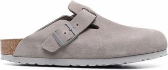 Birkenstock Boston Soft Footbed - Dames - Slip ons - Grijs - 41 EU - Leer - Schoenen