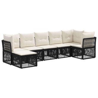 vidaXL Conjunto De Sof&aacute;s De Jard&iacute;n 7 Pcs Negro Rat&aacute;n Sint&eacute;tico Vidaxl