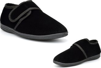 Generic Mens Extra Large Slippers Size 6 Boys Slipper Size 12 Carpet Slippers Mens Extra Large Slipper Touch Fastening Sizes 6-13 Black 10 UK