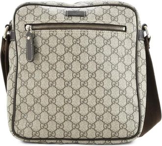 Gucci Front Zip Messenger GG Coated Canvas Medium crossbody bag - Bruin