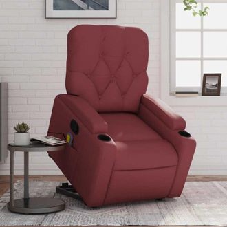 vidaXL Sill&oacute;n Reclinable De Masaje De Pie Cuero Artificial Rojo Tinto Vidaxl