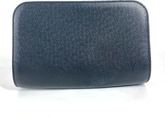 Louis Vuitton Zip Coin Purse Taiga Leather Black Leather Bag (Pre-Owned)