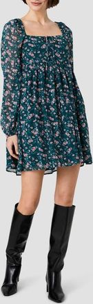 French Connection Marina Lucia Floral Chiffon Minidress in Deep Teal Lucia Fleur Multi at Nordstrom, Size X-Large