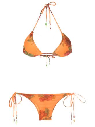 Amir Slama Set bikini a fiori - Arancione