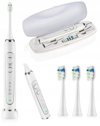 OEM Cepillo De Dientes S&oacute;nico Blanco, 3 Cabezales, Resistente Al Agua, 4 Modos, Estuche