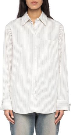 Zadig&Voltaire Morning Pop Logo Stripe Button-Up Shirt in Judo at Nordstrom, Size X-Small