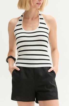 Crescent Halter Stripe Knit Top in White/black at Nordstrom, Size X-Small