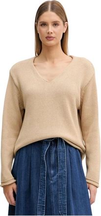 Mos Mosh MOS Mosh, Truien & Vesten, Dames, Beige, S, Katoen, MMBine V-Neck Knit
