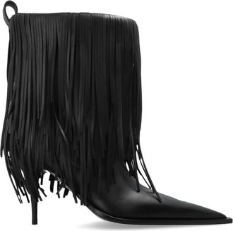 Balenciaga Heeled Boots, female, Black, Size: 10 US Avenue Fringe Bootie