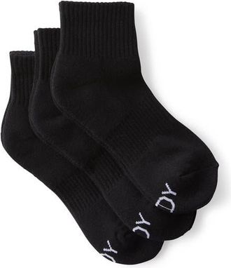 Cotton On Womens Active Body Qtr Crew Sock 3Pk in Black at Nordstrom