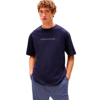 Tommy Hilfiger Mens Short Sleeve Round Neck Logo T-Shirt, Blue (Desert Sky), XXL